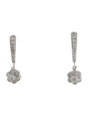 Earrings 18K Diamond Flower Earclip Drop Earrings