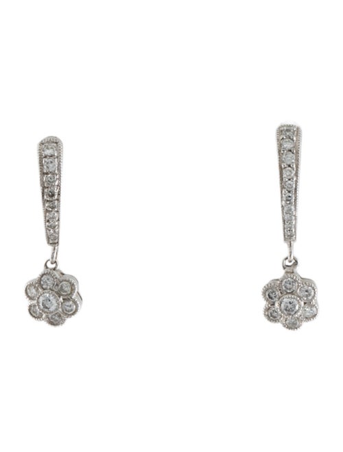 Earrings 18K Diamond Flower Earclip Drop Earrings