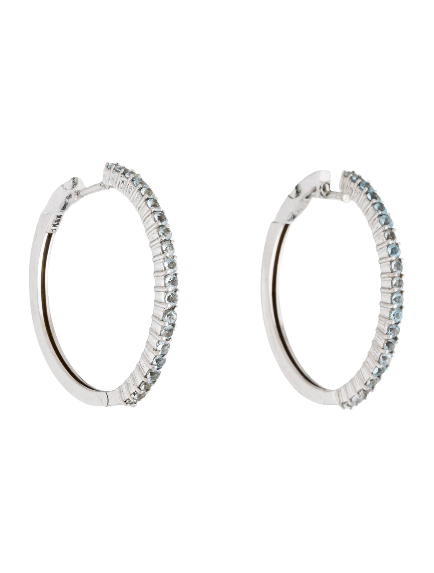 Earrings 18K 1.2ctw Aquamarine Hoop