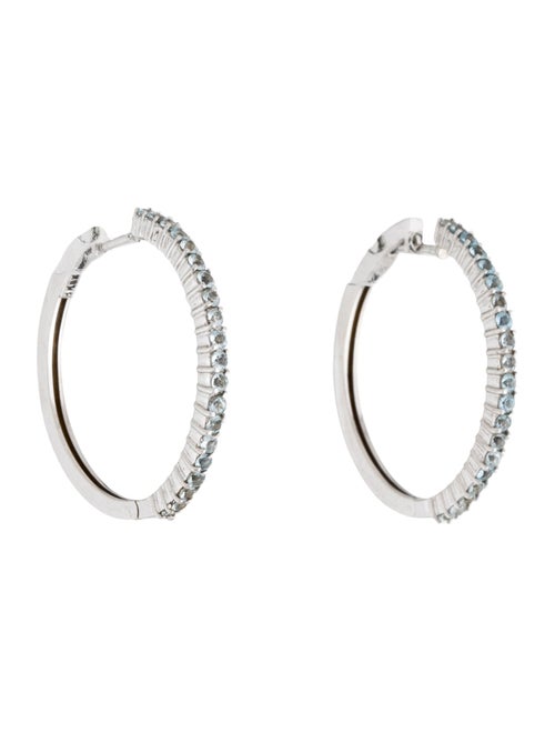 Earrings 18K 1.2ctw Aquamarine Hoop Earrings