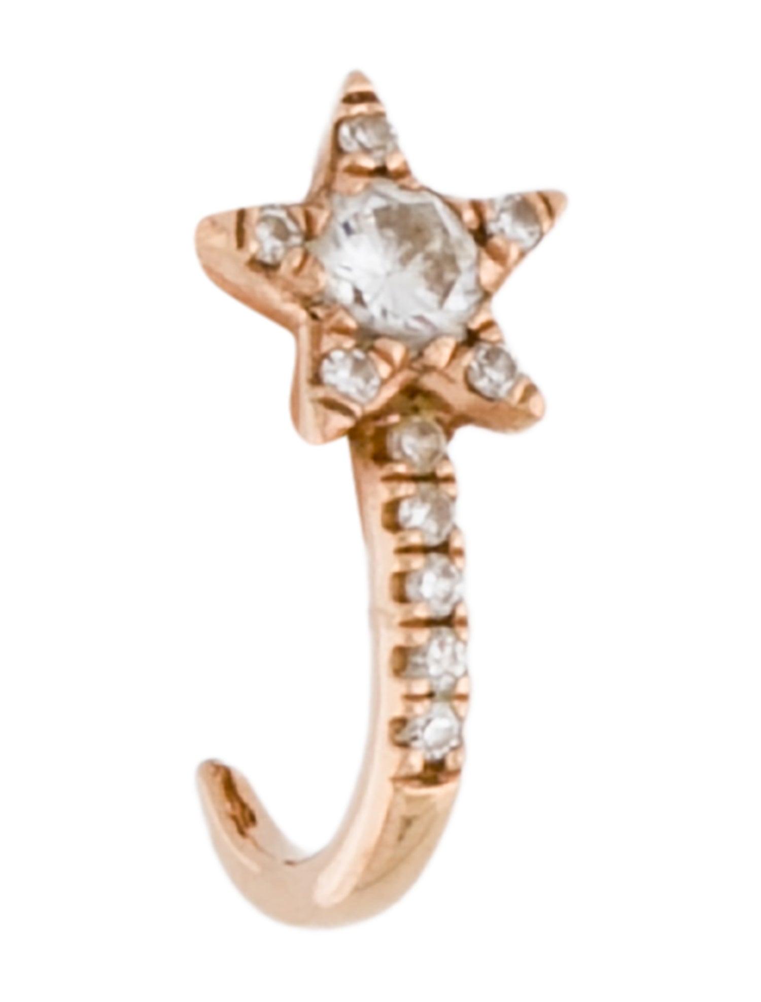 Earrings 14K Diamond Star Single Huggie Earring