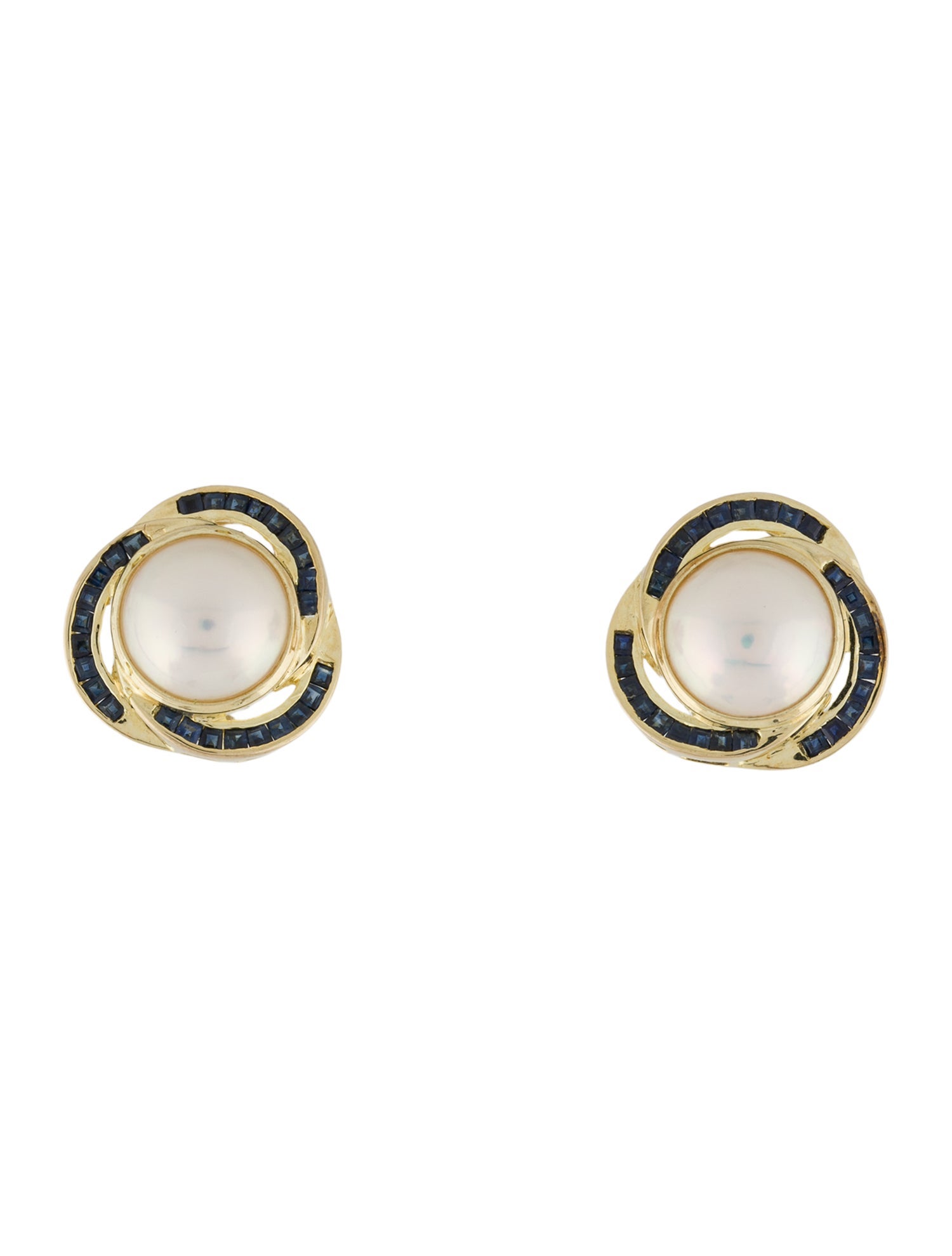 Earrings 14K Pearl & Sapphire Earclips