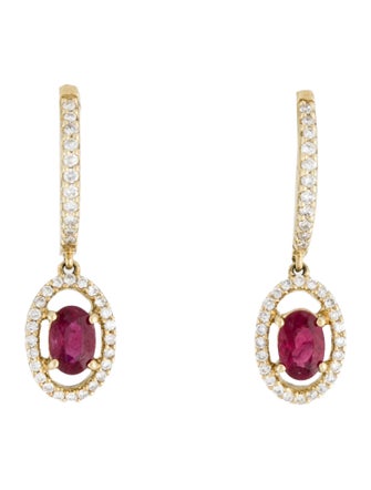 Earrings 14K 1.21ctw Ruby & Diamond Earclip Earrings