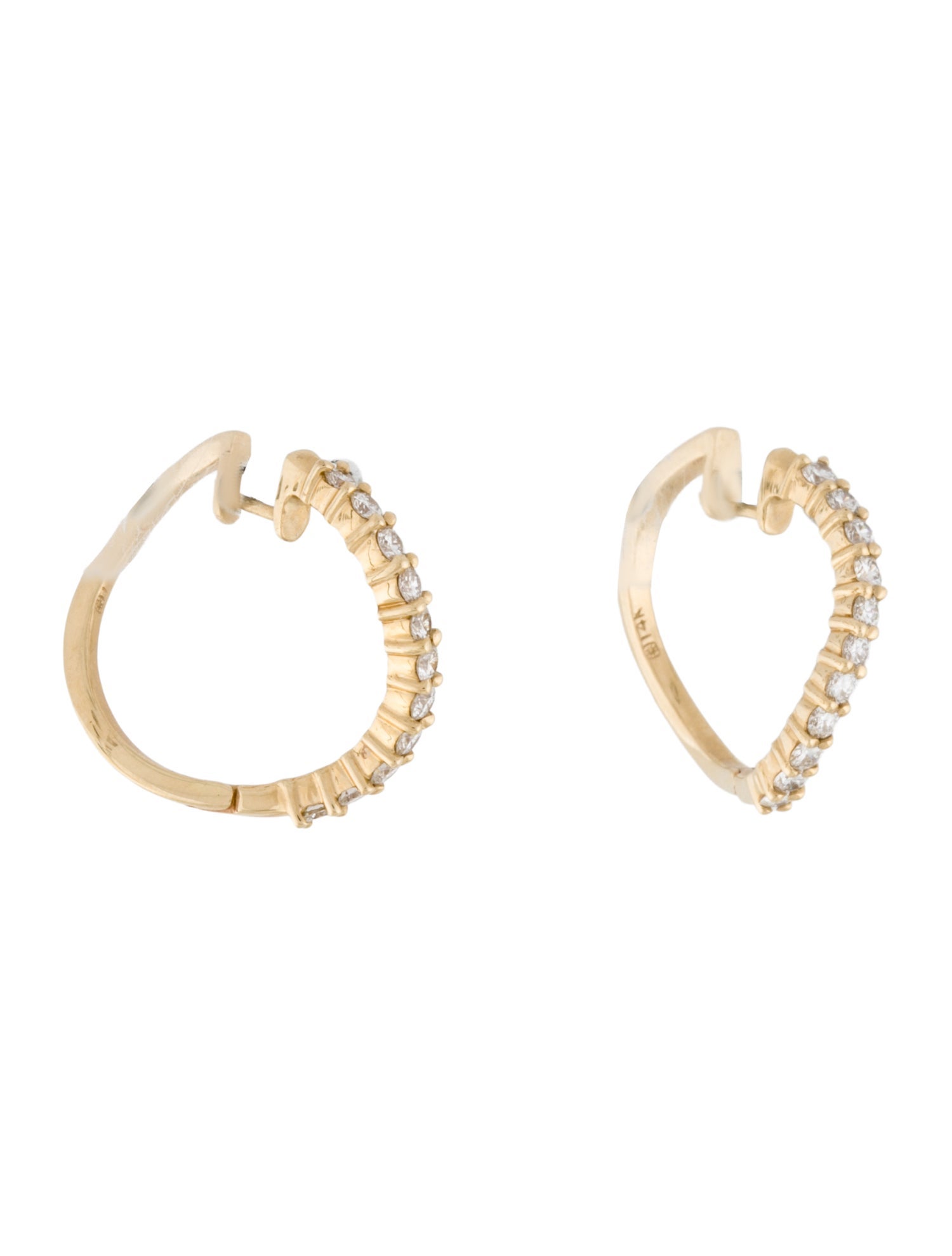 Earrings 14K Diamond Curved Hoop Earrings