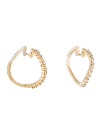 Earrings 14K Diamond Curved Hoop Earrings