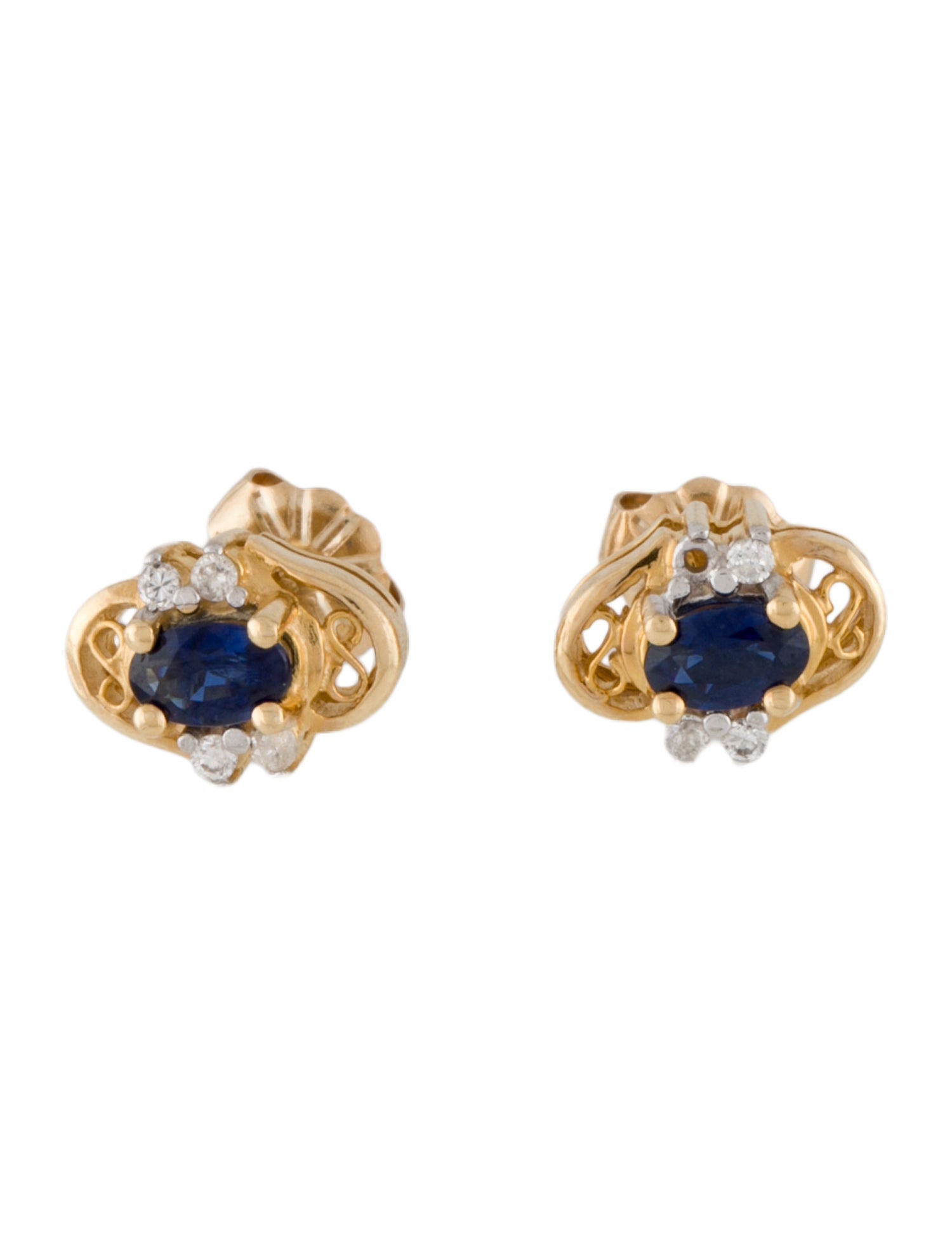 Earrings 14K Sapphire & Diamond Stud Earrings