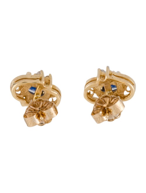 Earrings 14K Sapphire & Diamond Stud Earrings