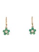 Earrings 14K Emerald & Diamond Flower Drop Earrings