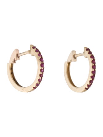 Earrings 14K Ruby Huggie Earrings