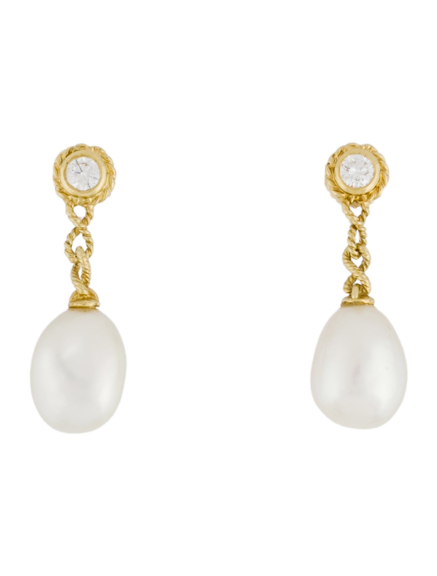 Earrings 18K Pearl & Diamond Drop
