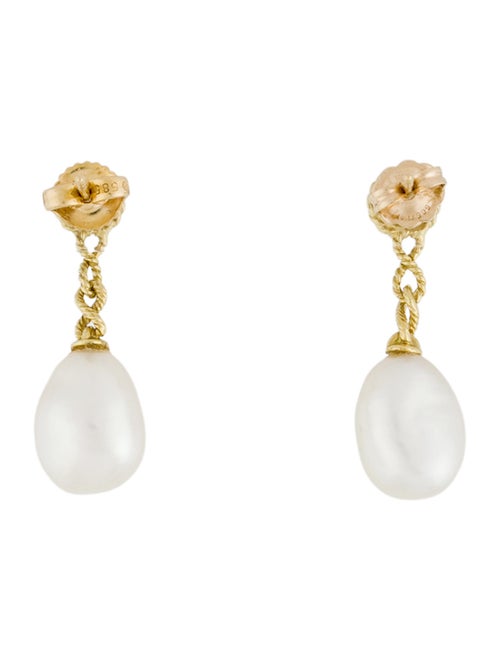 Earrings 18K Pearl & Diamond Drop Earrings