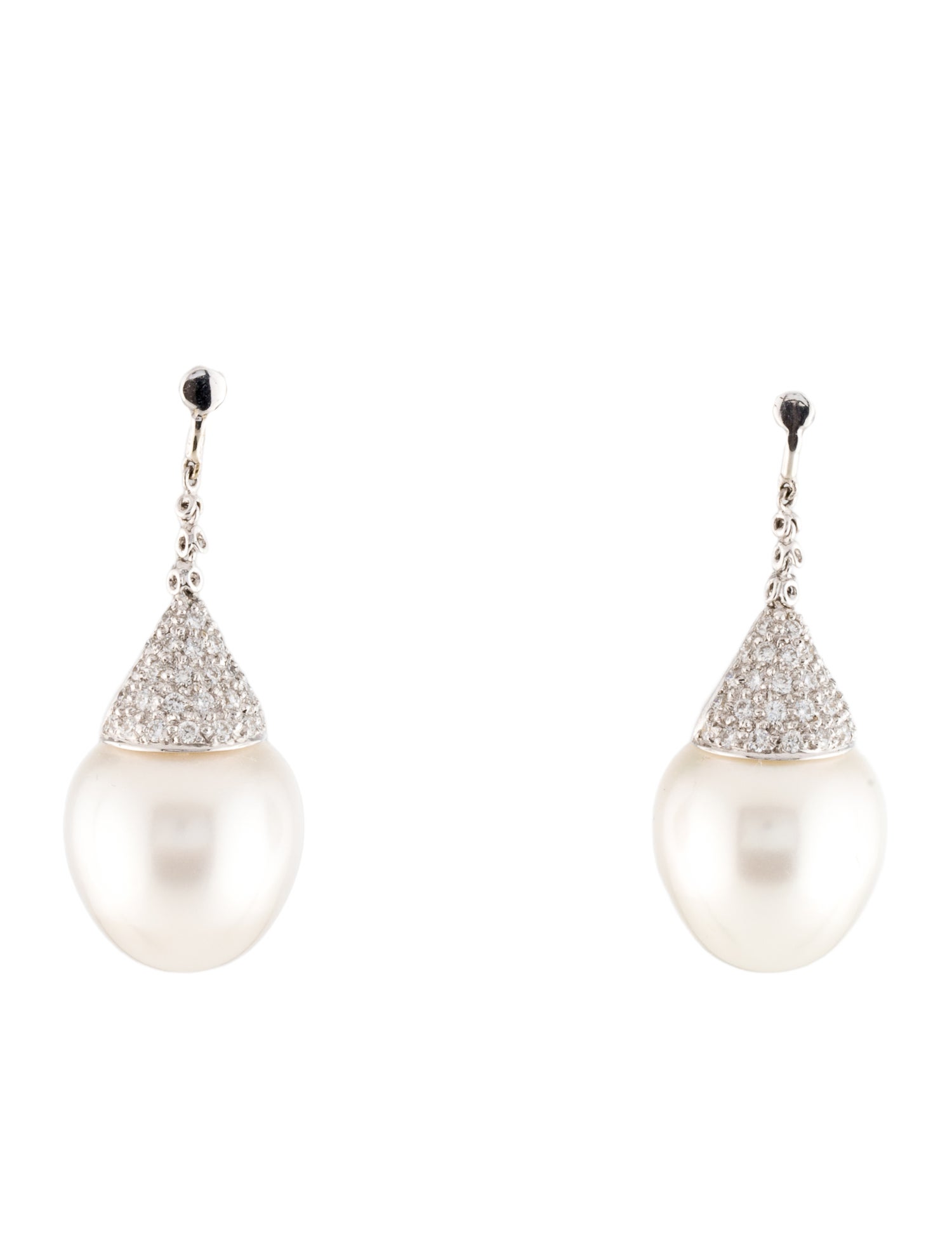 Earrings 18K Pearl & Diamond Drop