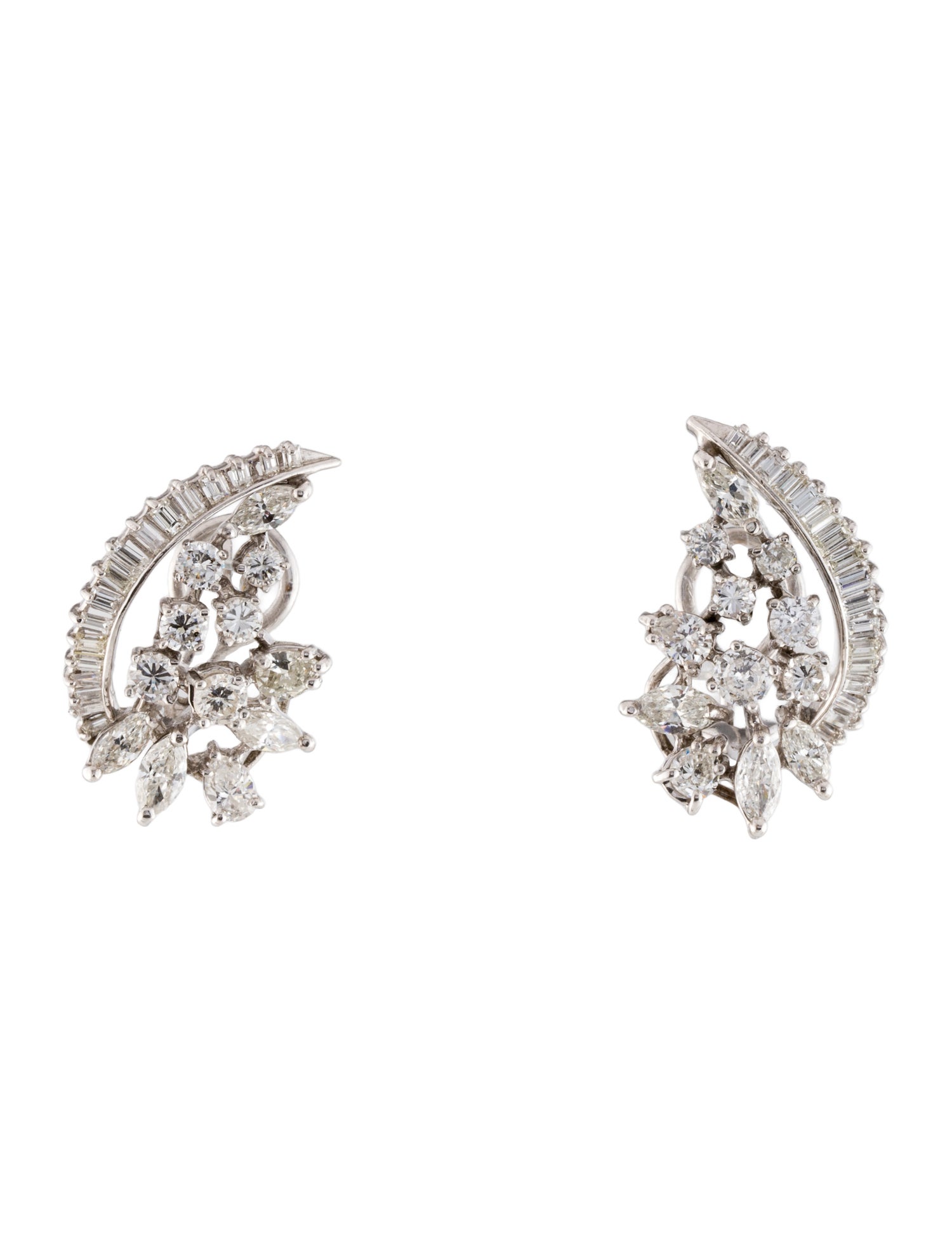 Earrings 14K 3.78ctw Diamond Mixed-Cut Earclip