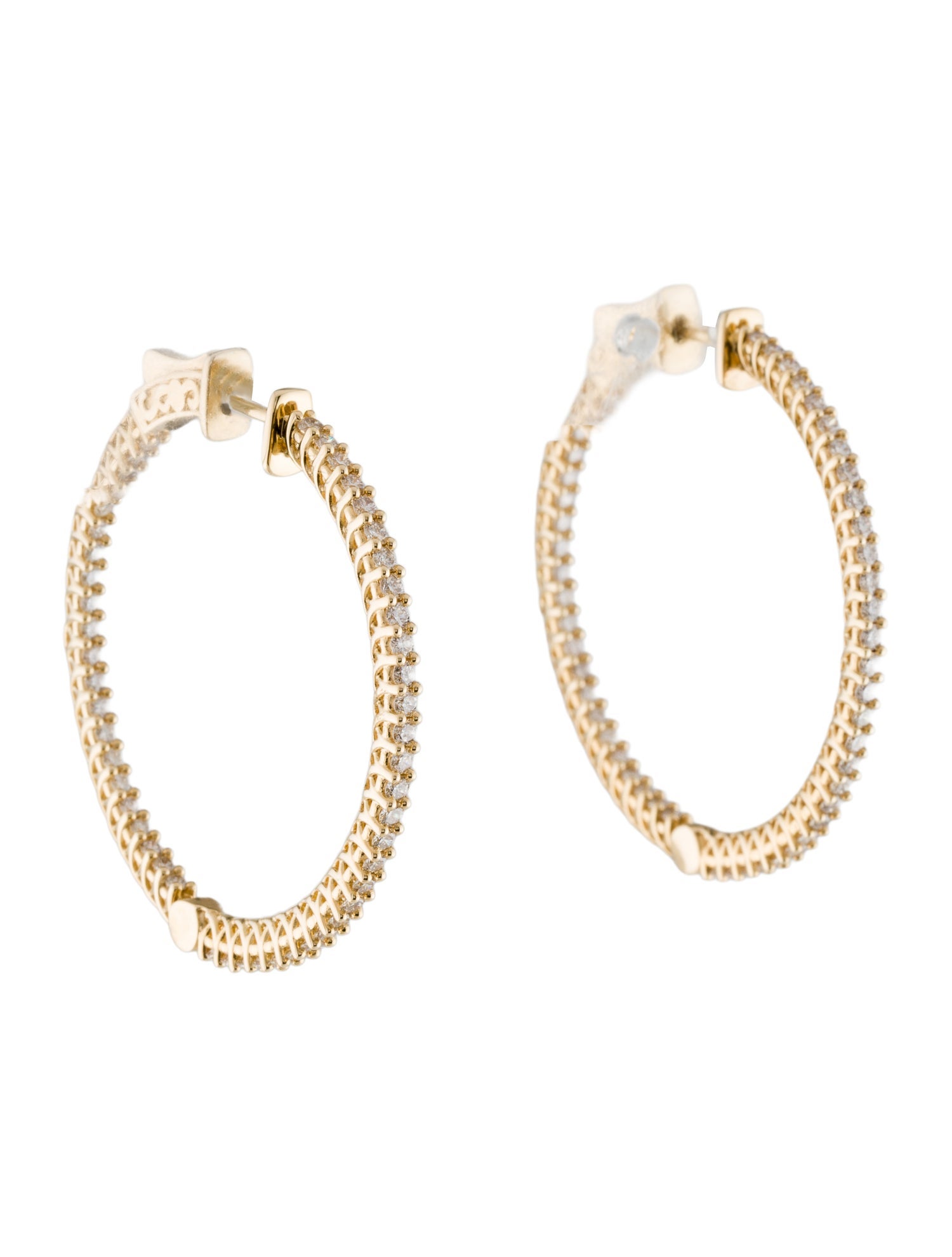 Earrings 14K 2.00ctw Diamond Inside-Out Hoop