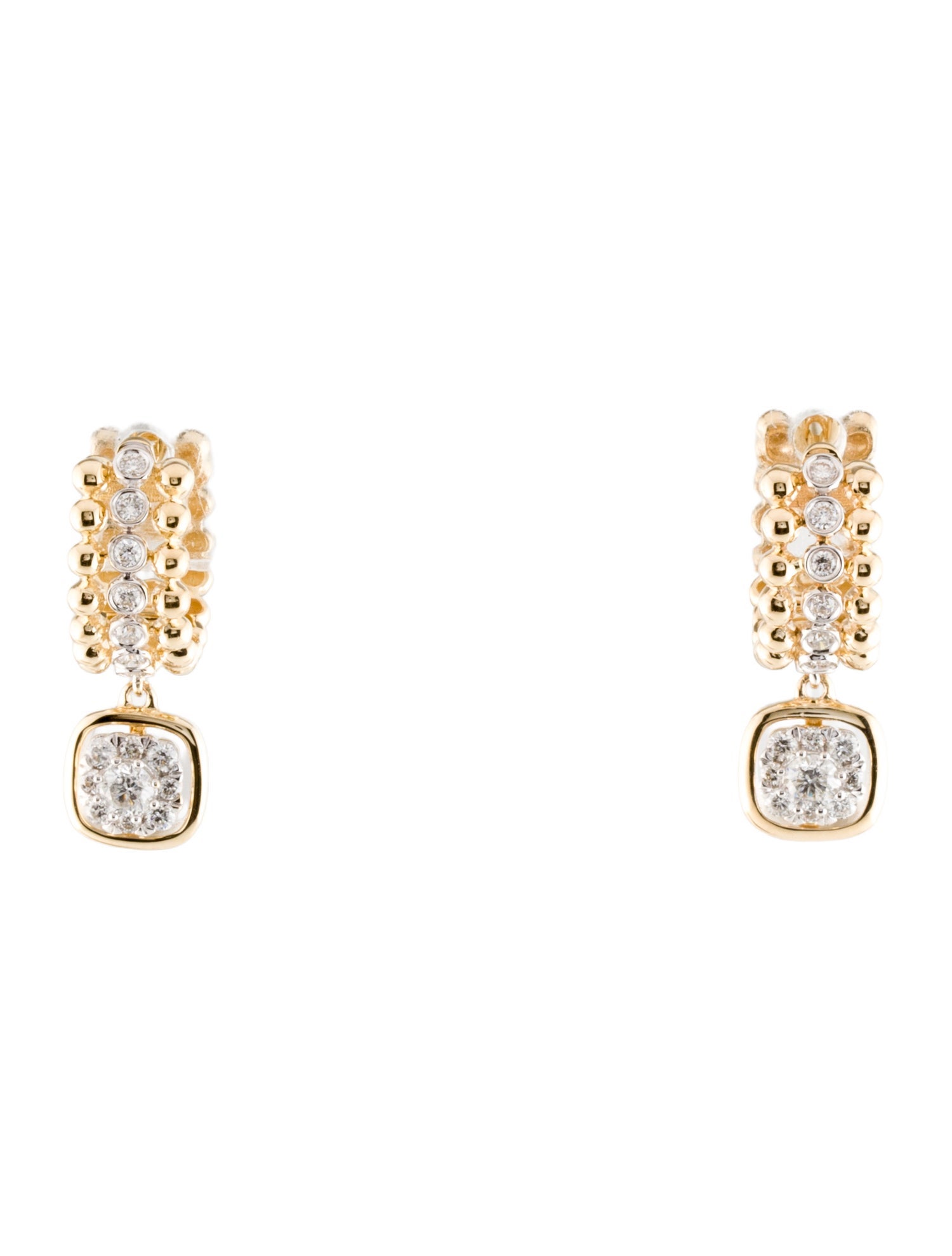 Earrings 14K Diamond Huggie Drop Earrings