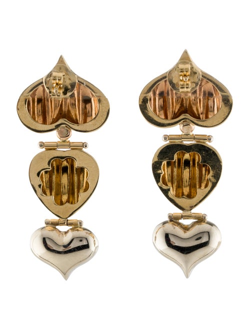 Earrings 18K Tri-Color Heart Drop Earrings
