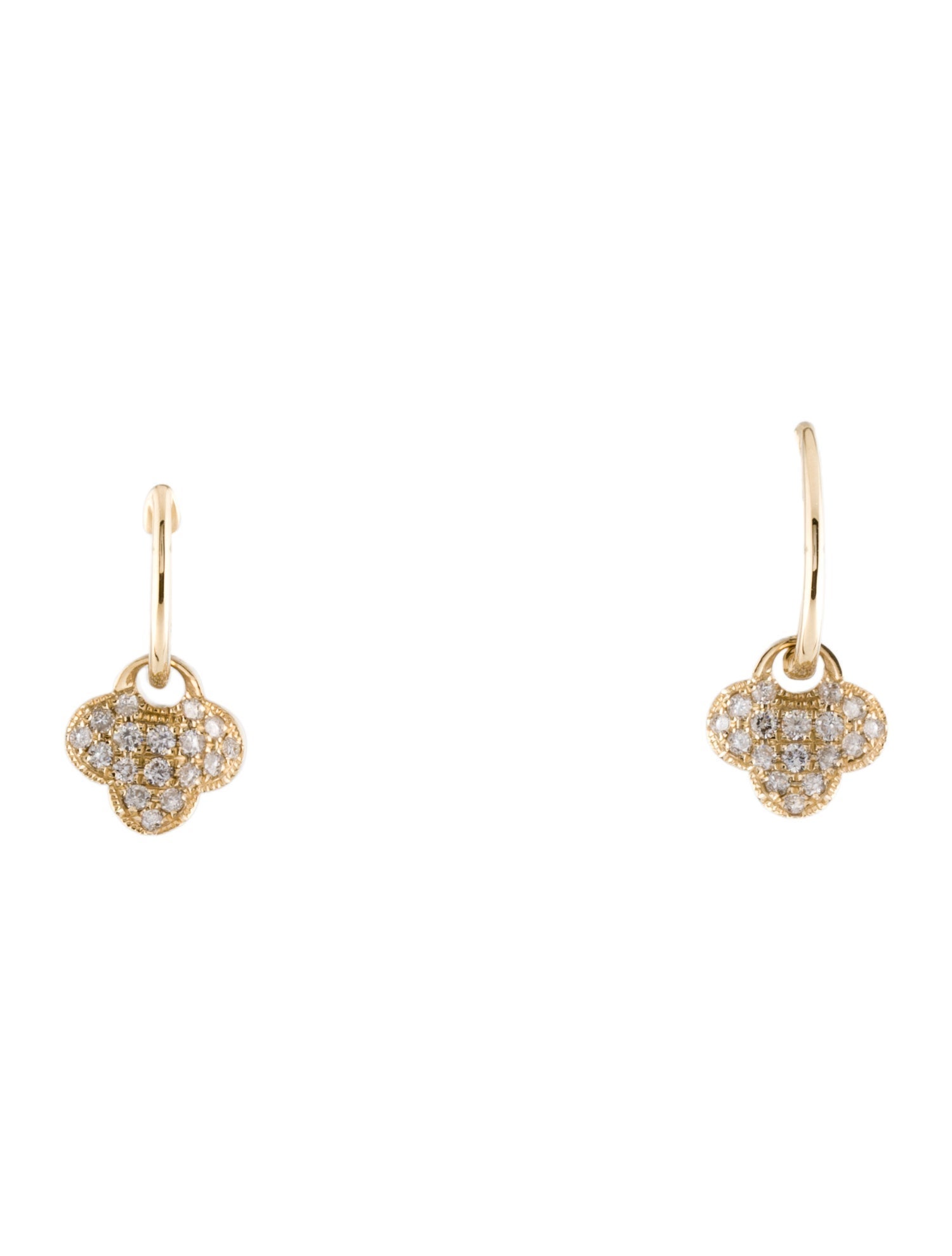 Earrings 14K Diamond Clover Huggie Earrings