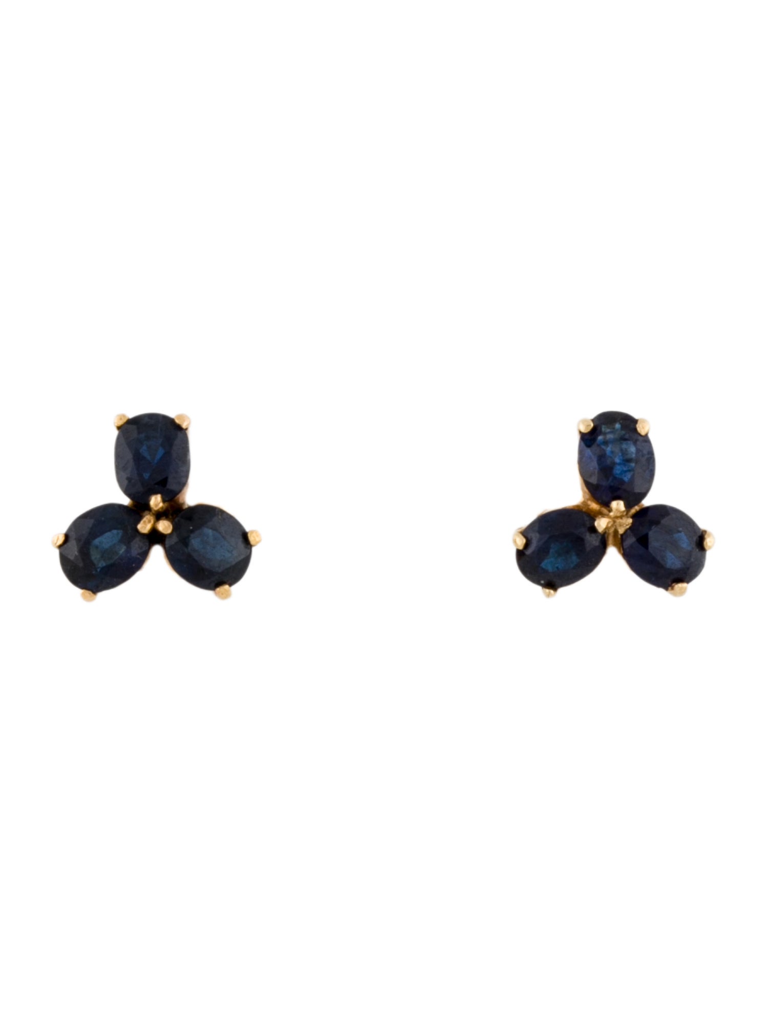 Earrings 14K Sapphire Cluster Stud