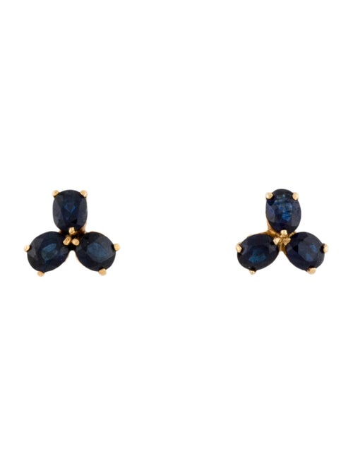 Earrings 14K Sapphire Cluster Stud Earrings