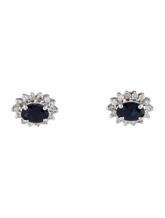 Earrings 14K 1.00ct Sapphire & Diamond Stud Earrings