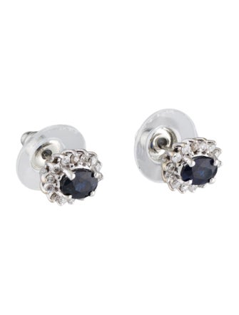 Earrings 14K 1.00ct Sapphire & Diamond Stud Earrings