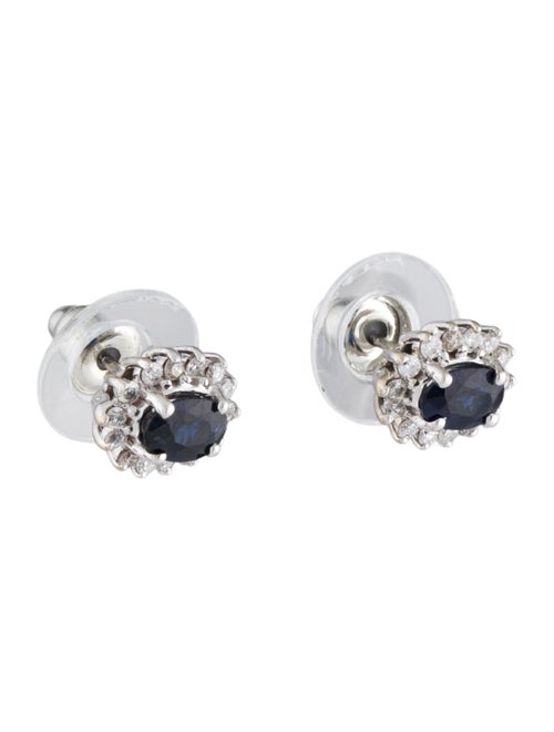 Earrings 14K 1.00ct Sapphire & Diamond Stud Earrings