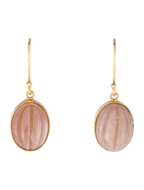 Earrings 18K Carved Sunstone Moonstone Drop Earrings