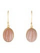 Earrings 18K Carved Sunstone Moonstone Drop Earrings