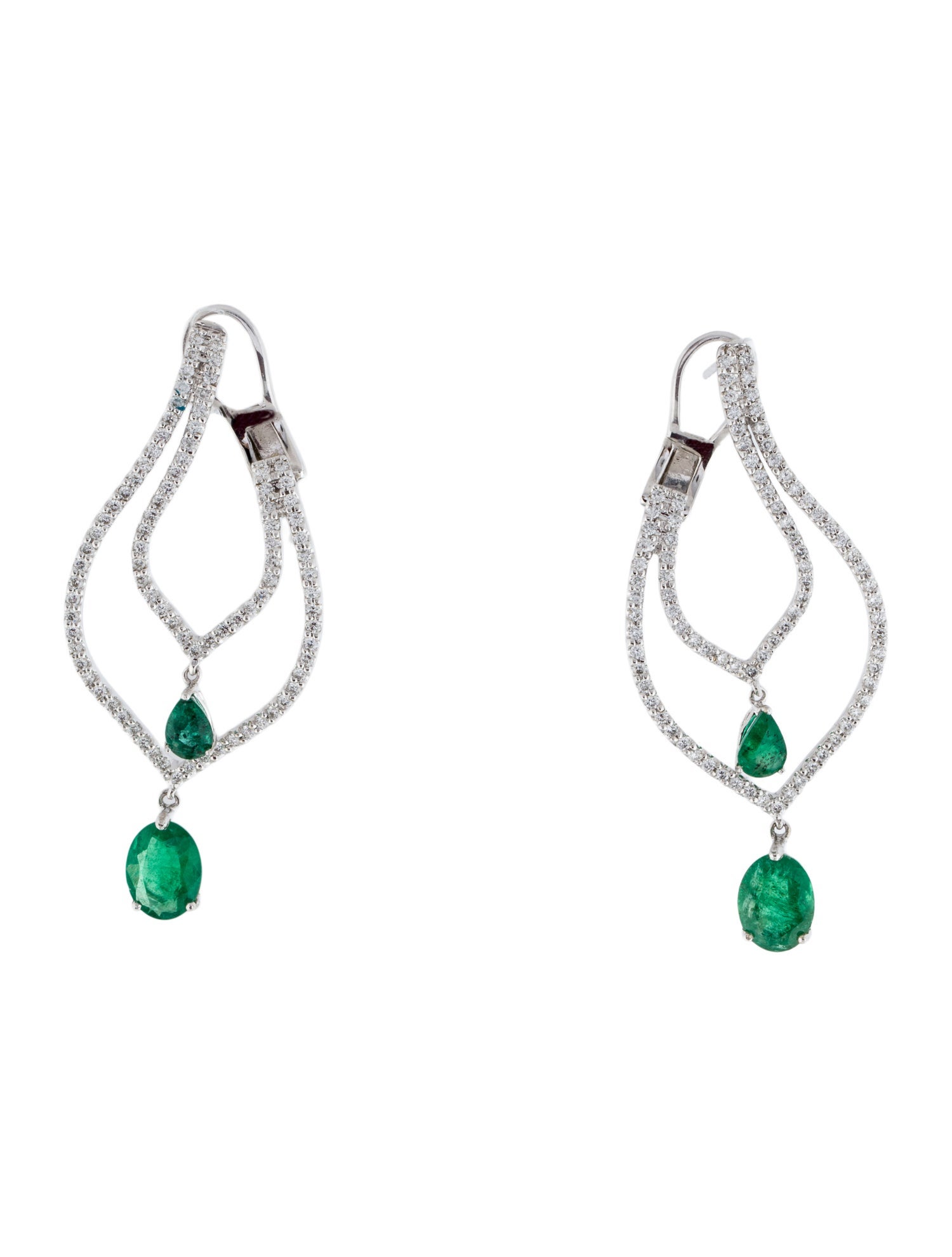 Earrings 14K 2.54ctw Emerald & Diamond Earclip Drop Earrings