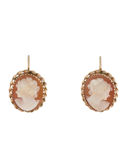 Earrings 14K Shell Cameo Drop Earrings