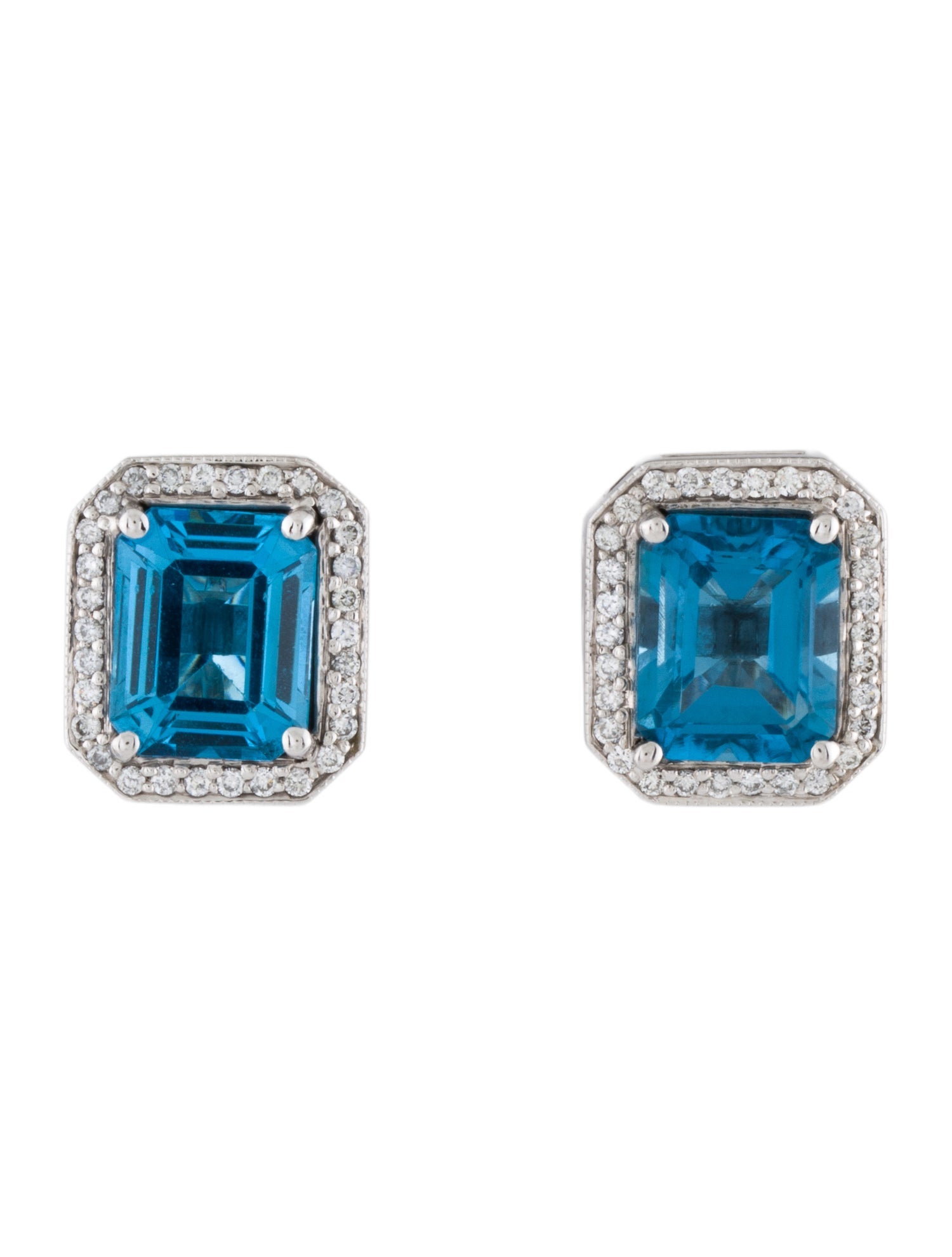 Earrings 14K 7.12ct Topaz & Diamond Stud
