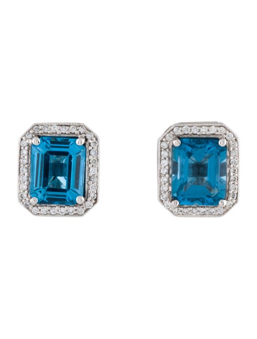 Earrings 14K 7.12ct Topaz & Diamond Stud Earrings