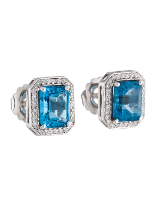 Earrings 14K 7.12ct Topaz & Diamond Stud Earrings