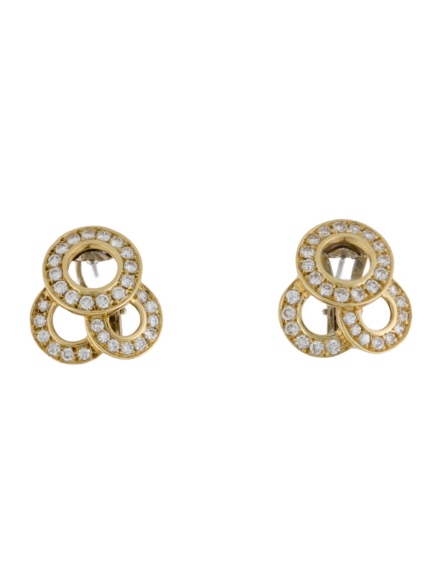 Earrings 18K 2.01ctw Diamond Circle Cluster Earclip