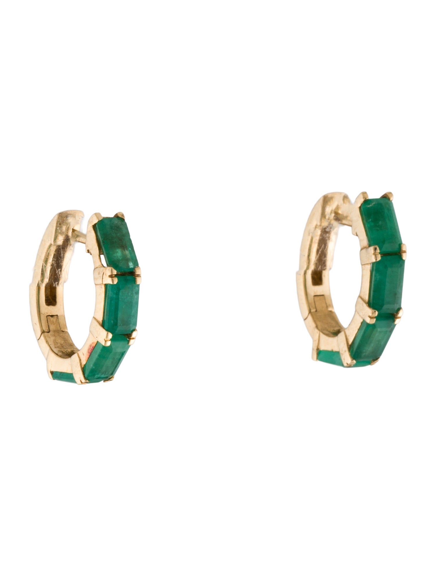 Earrings 18K 2.08ctw Emerald Huggie