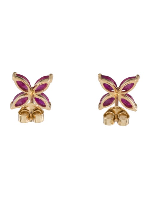 Earrings 14K 1.20ctw Ruby Flower Stud Earrings