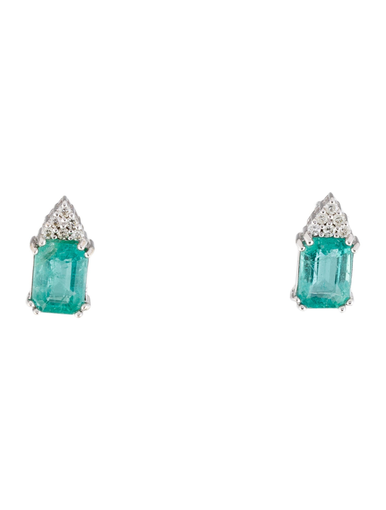 Earrings 14K 2.42ctw Green Beryl & Diamond Stud Earrings