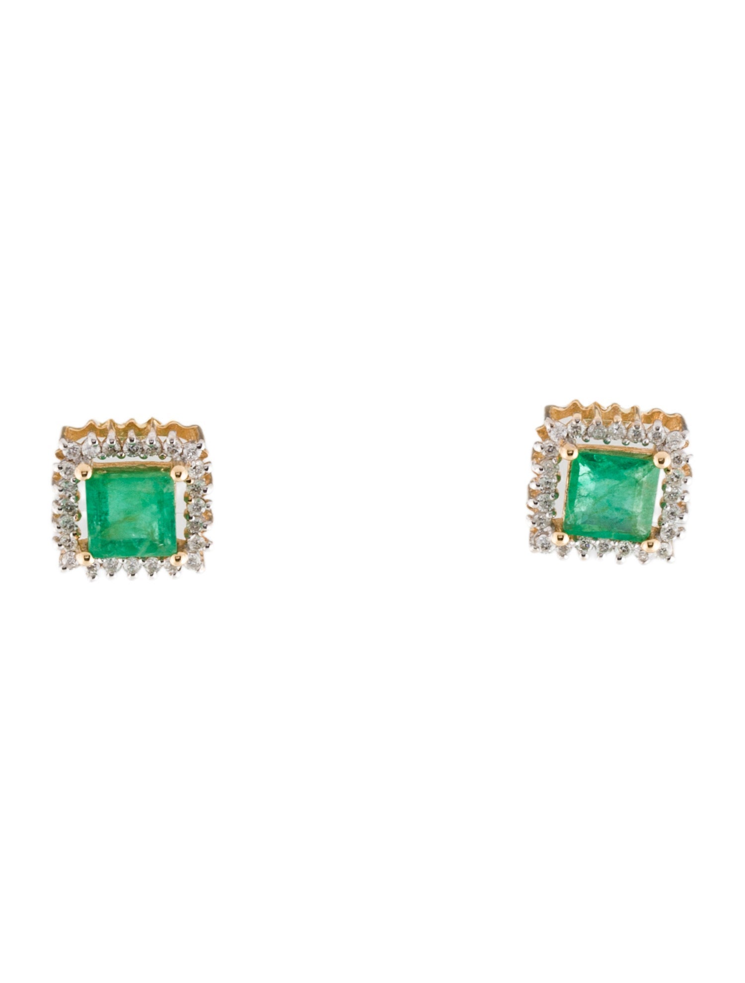 Earrings 14K Emerald & Diamond Stud