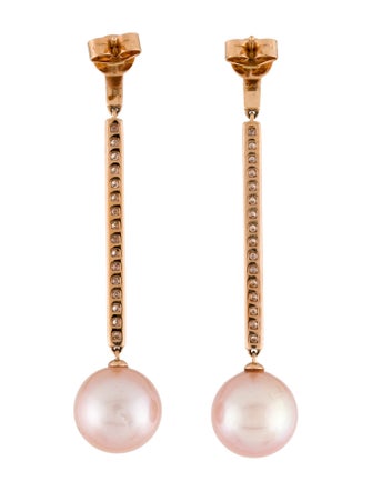 Earrings 18K Pearl & Diamond Drop Earrings