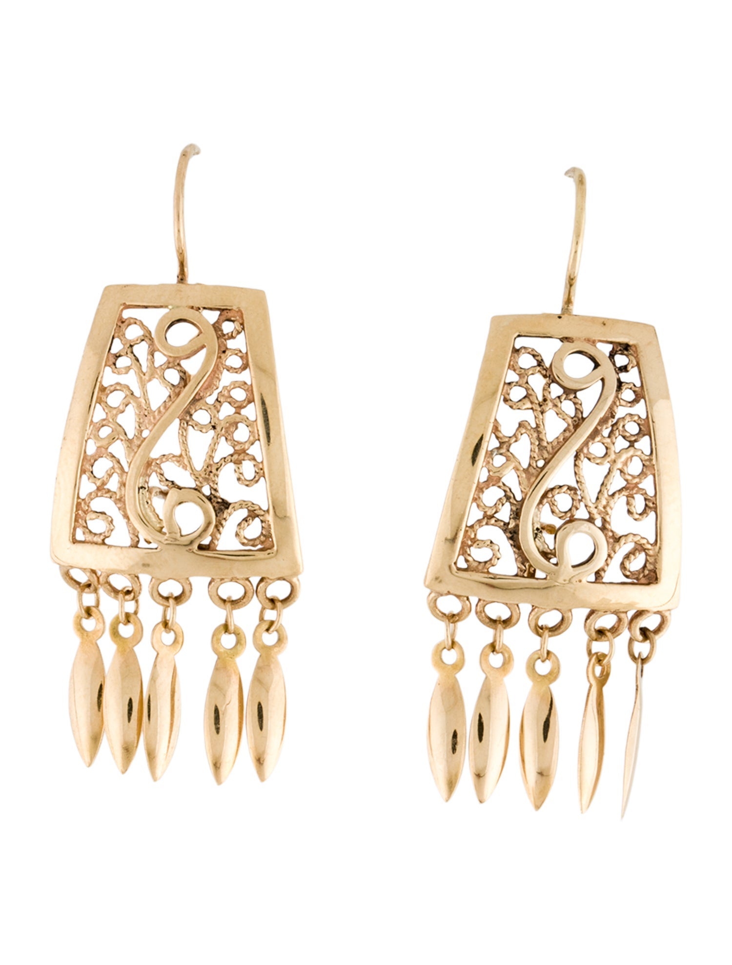 Earrings 14K Filigree Chandelier