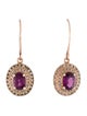 Earrings 10K Rhodolite Garnet & Diamond Drop Earrings