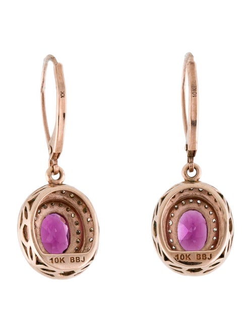 Earrings 10K Rhodolite Garnet & Diamond Drop Earrings
