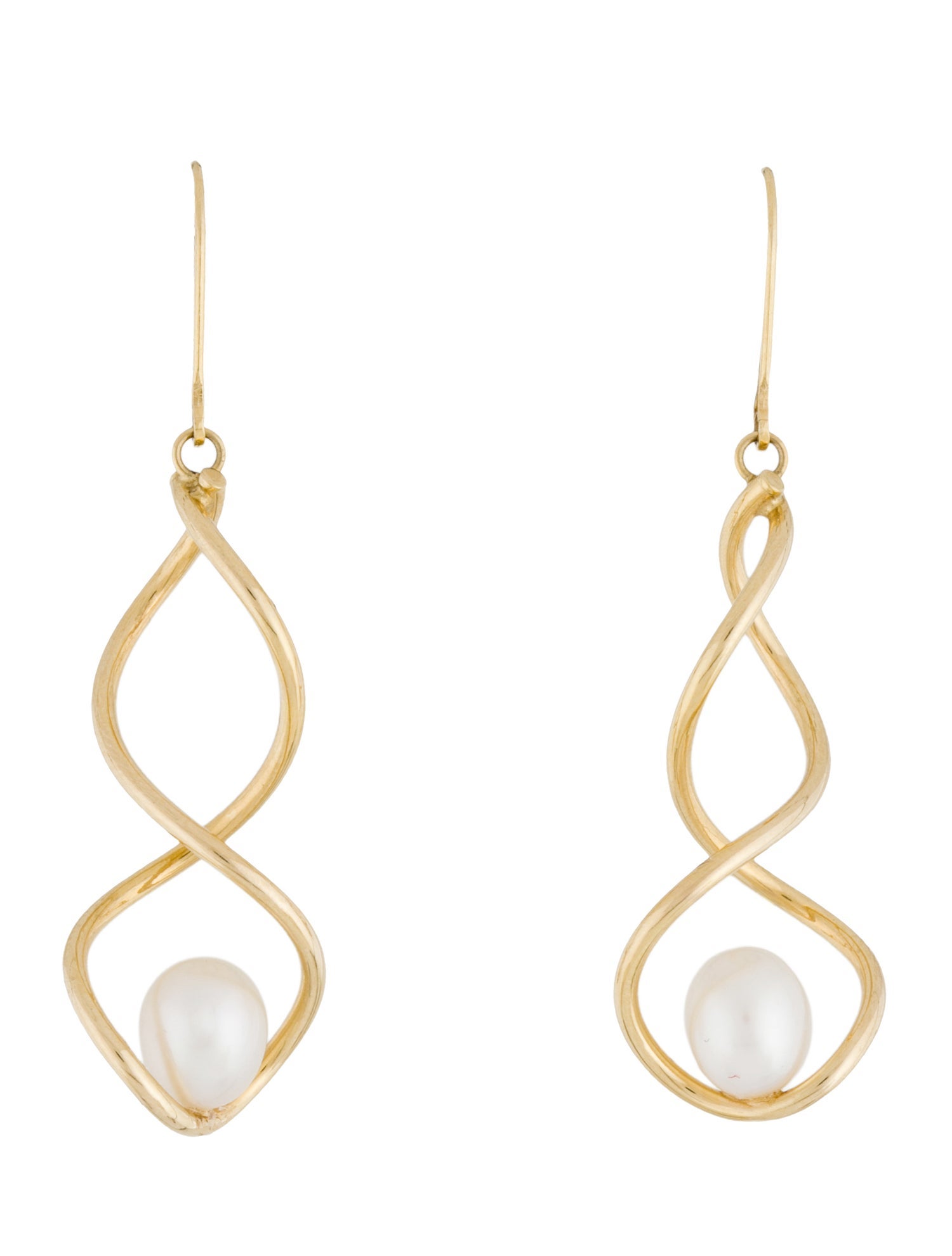 Earrings 14K Pearl Spiral Drop
