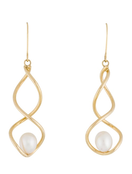 Earrings 14K Pearl Spiral Drop Earrings
