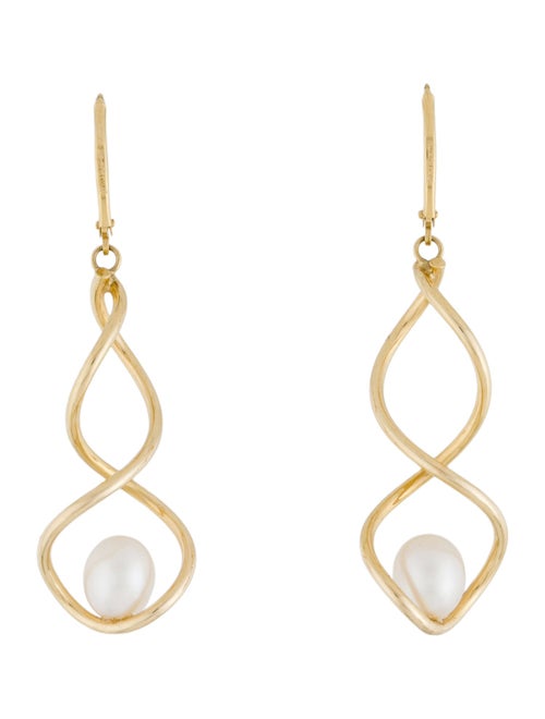 Earrings 14K Pearl Spiral Drop Earrings