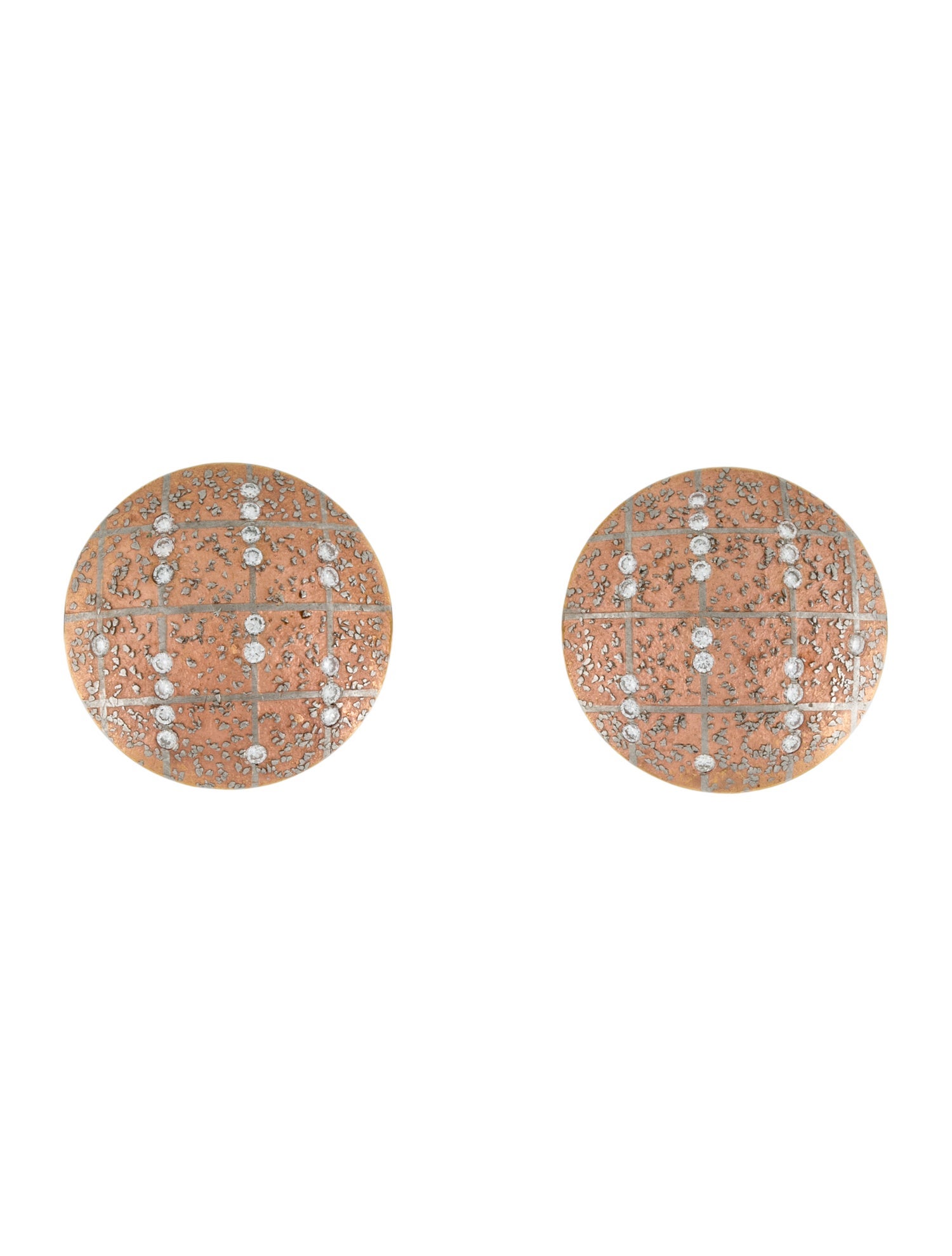 Earrings 18K Diamond Texture Dome Earclip