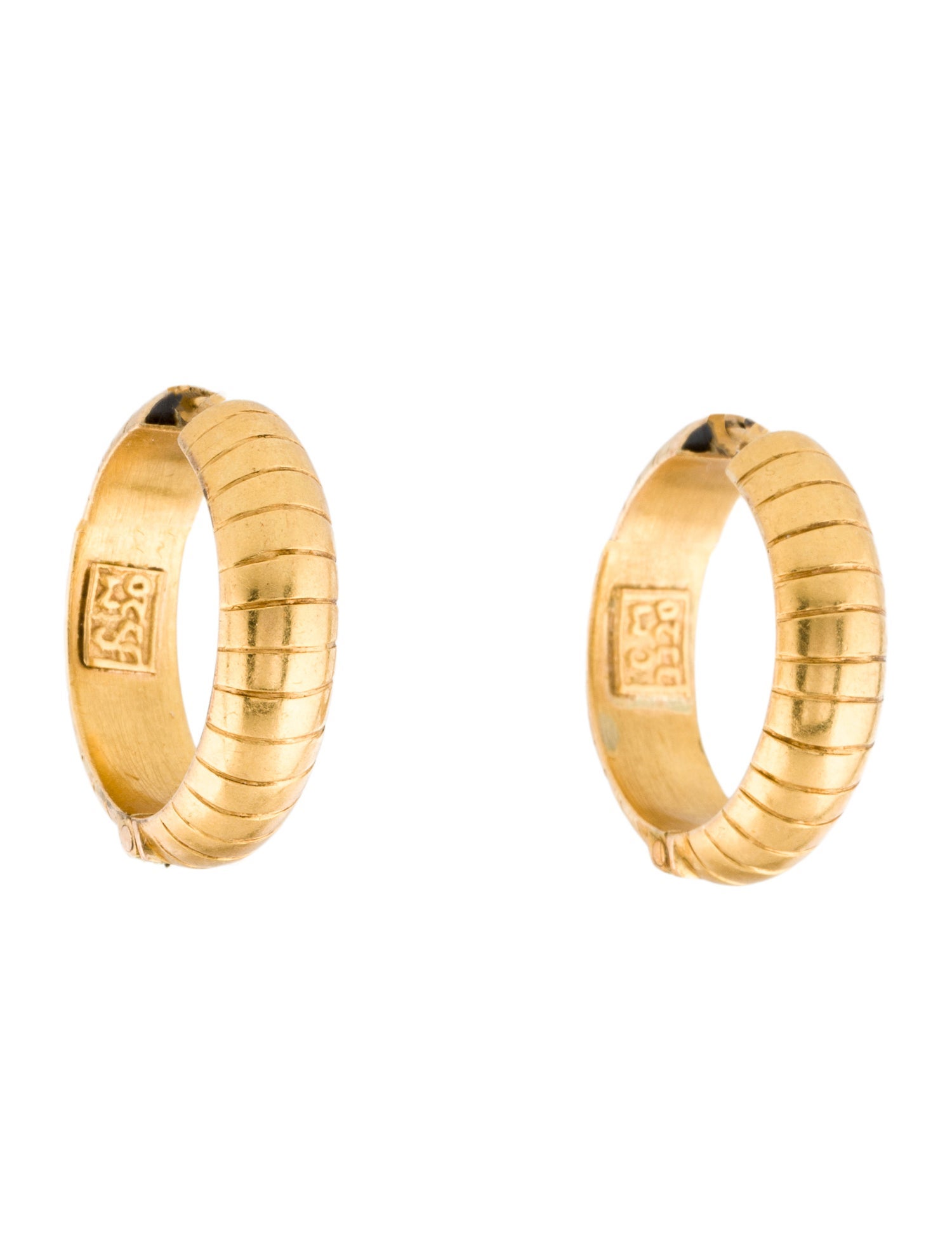 Earrings 22K Fluted Hoop