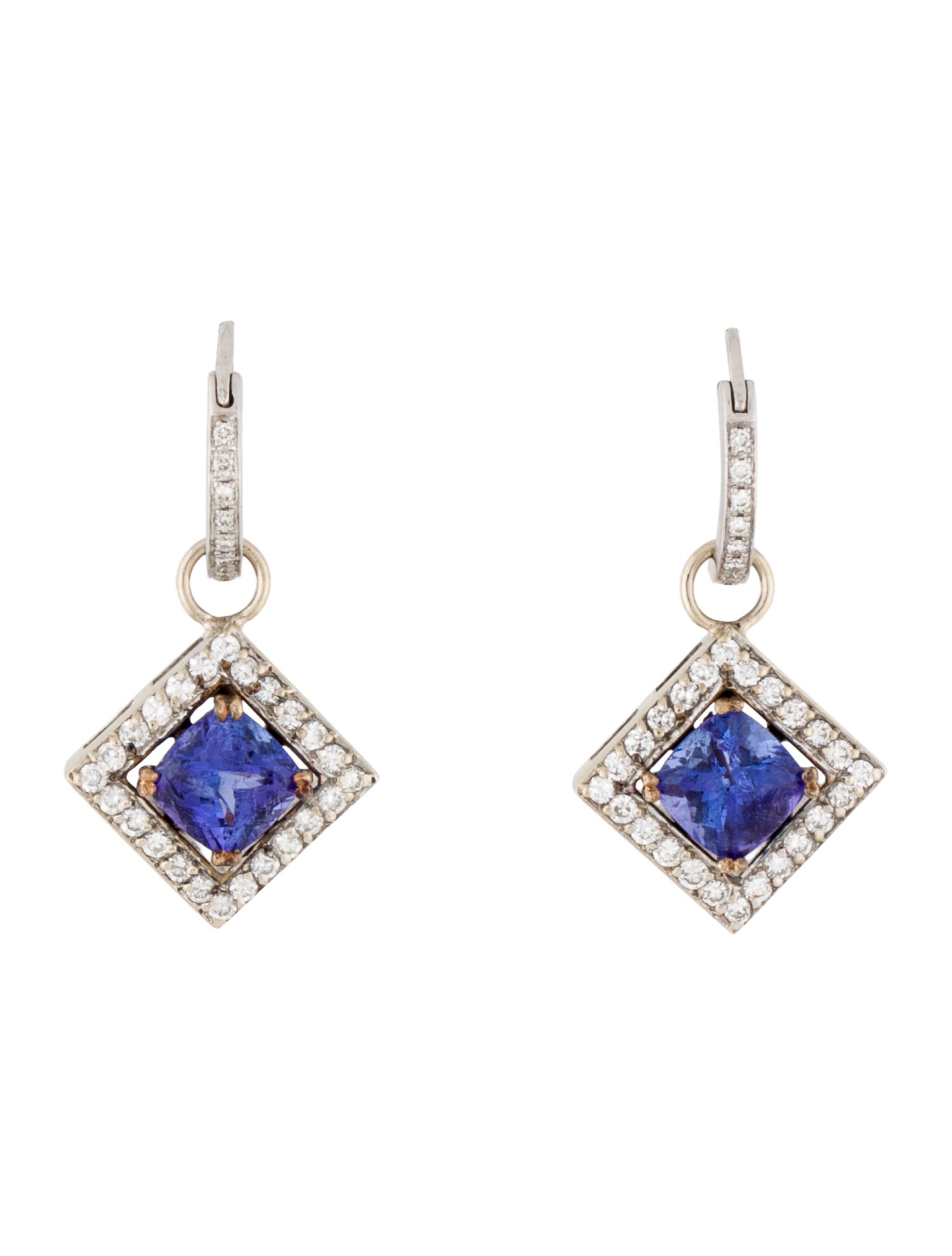 Earrings 3.13ctw Tanzanite & Diamond Drop