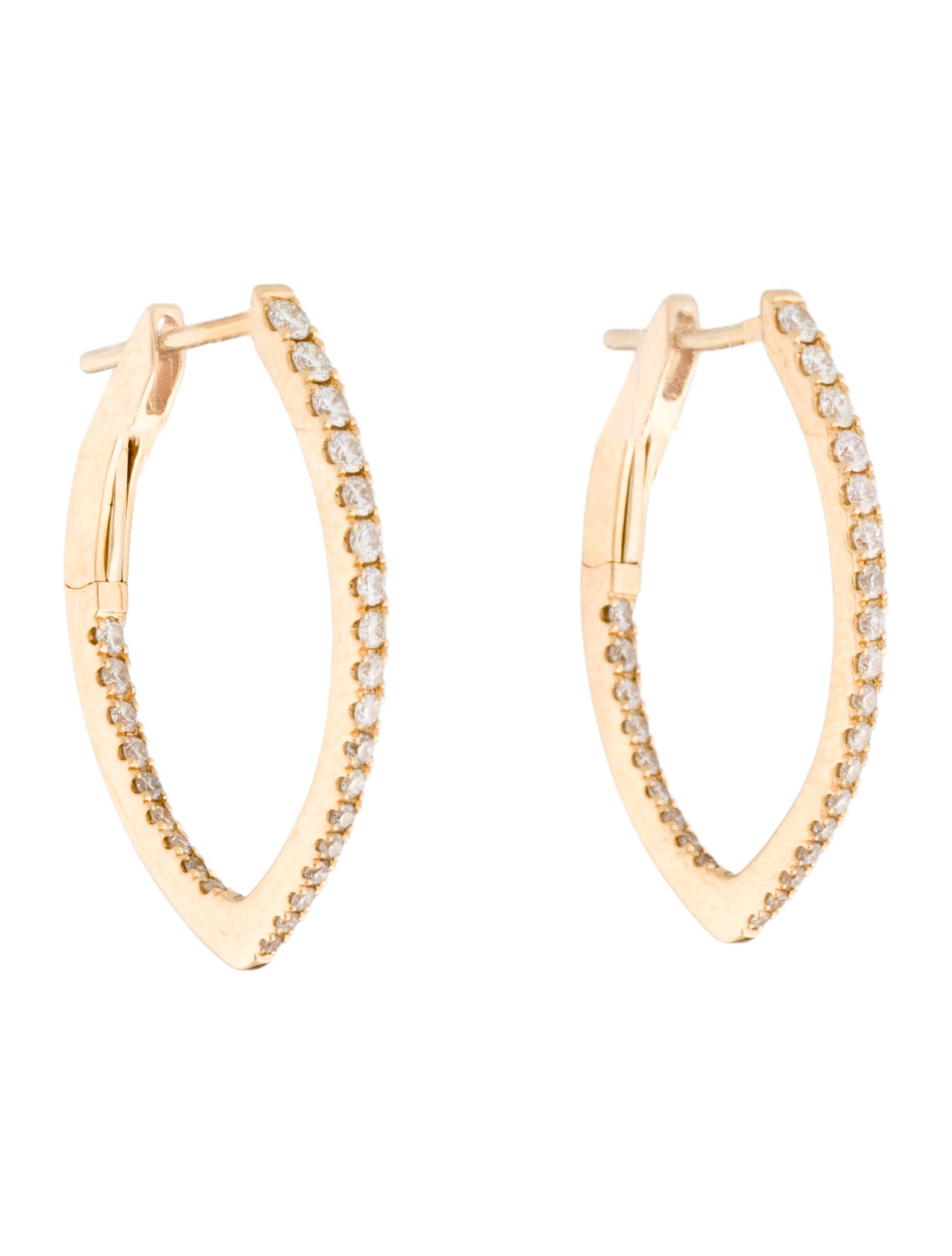 Earrings 18K Diamond Inside Out Marquise Hoop