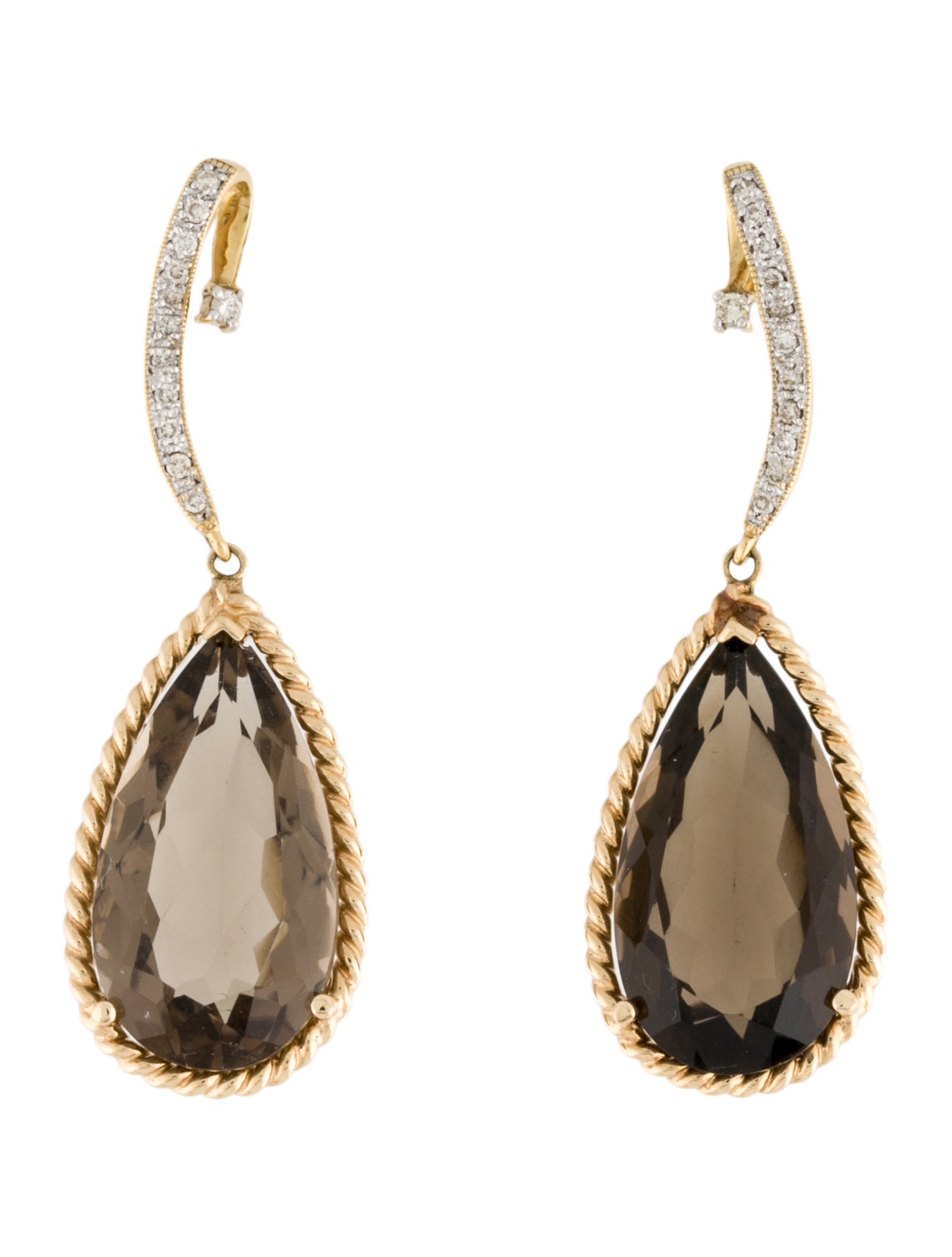Earrings Diamond & Smoky Quartz Drop